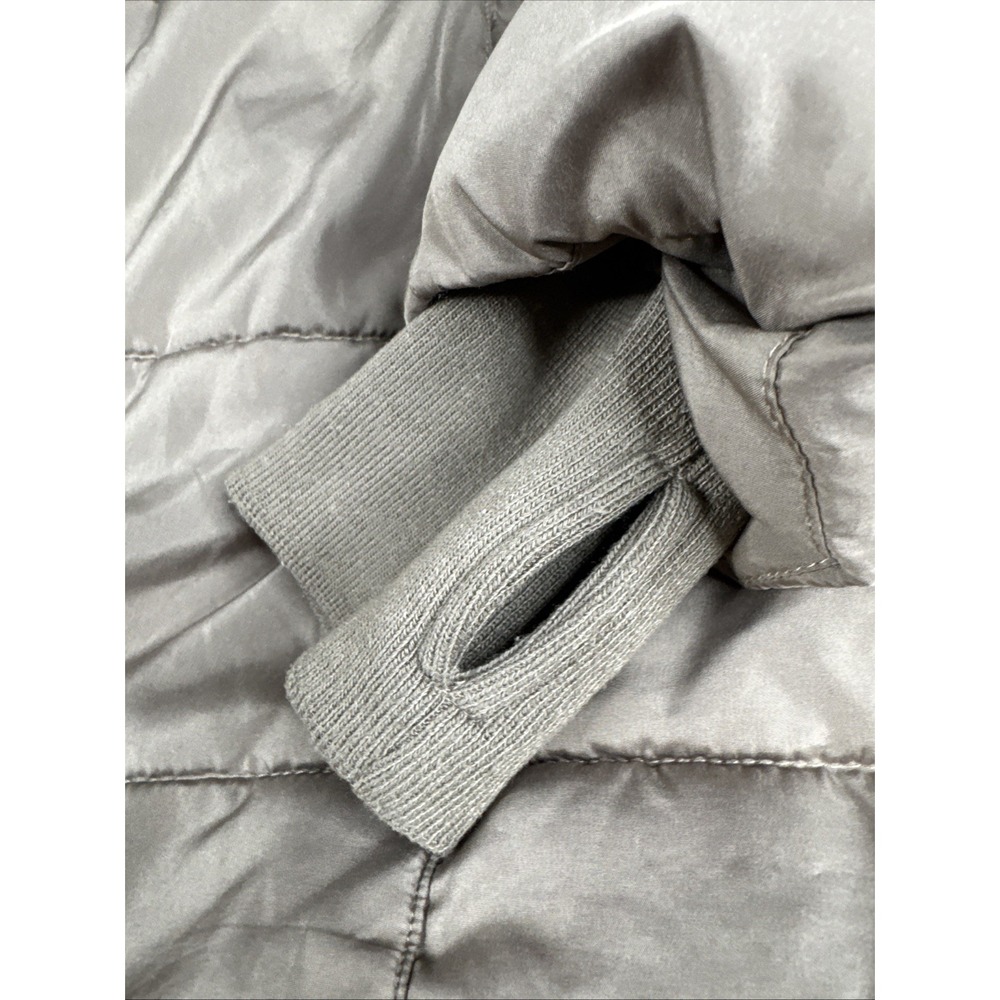 Lucky Brand Womens Quilted Puffer Jacket Brown Medium Sherpa Lined Hooded Zip Up - Picture 12 of 12